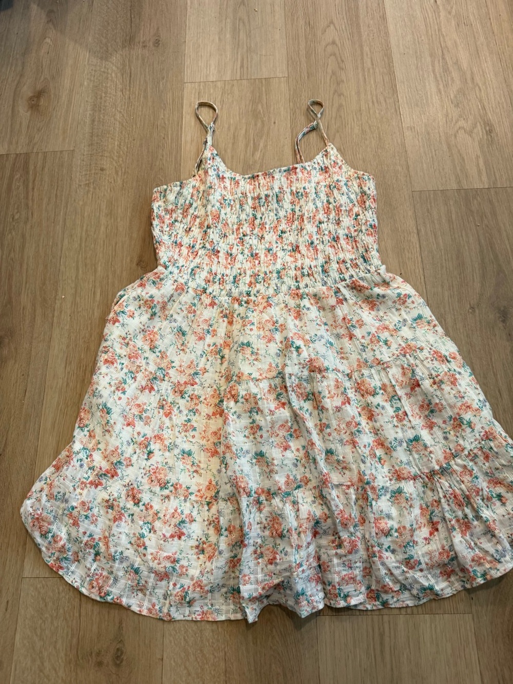 American Eagle Floral Smocked Sundress - Peach Flowers adult size small